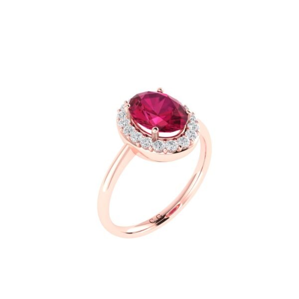 Diana Oval Ruby and Beaming Diamond Ring in 18K Rose Gold (1.85ct)