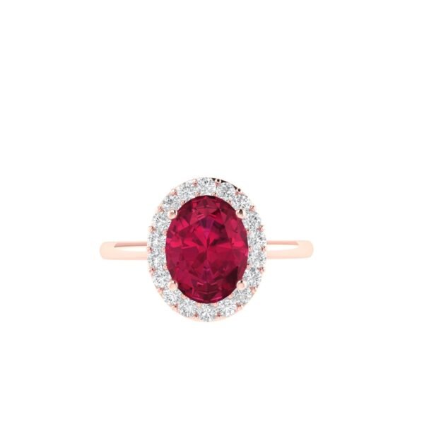 Diana Oval Ruby and Beaming Diamond Ring in 18K Rose Gold (1.85ct)