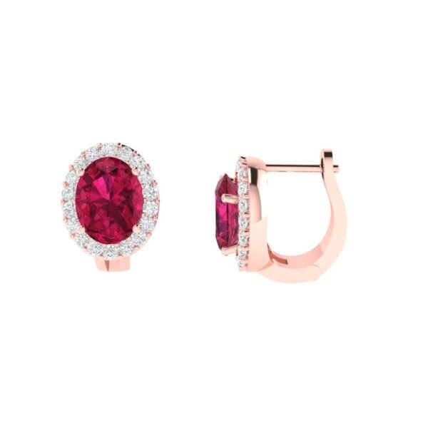 Diana Oval Ruby and Beaming Diamond Earrings in 18K Rose Gold (3.7ct)