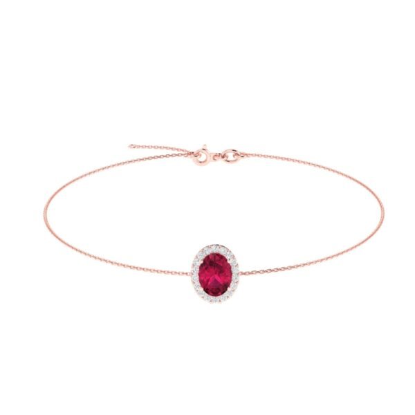 Diana Oval Ruby and Beaming Diamond Bracelet in 18K Rose Gold (1.85ct)
