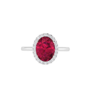 Diana Oval Ruby and Glistering Diamond Ring in 18K Gold (0.85ct)
