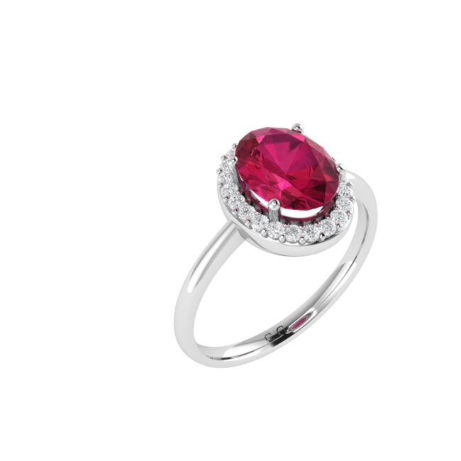 Diana Oval Ruby and Glistering Diamond Ring in 18K Gold (0.85ct)