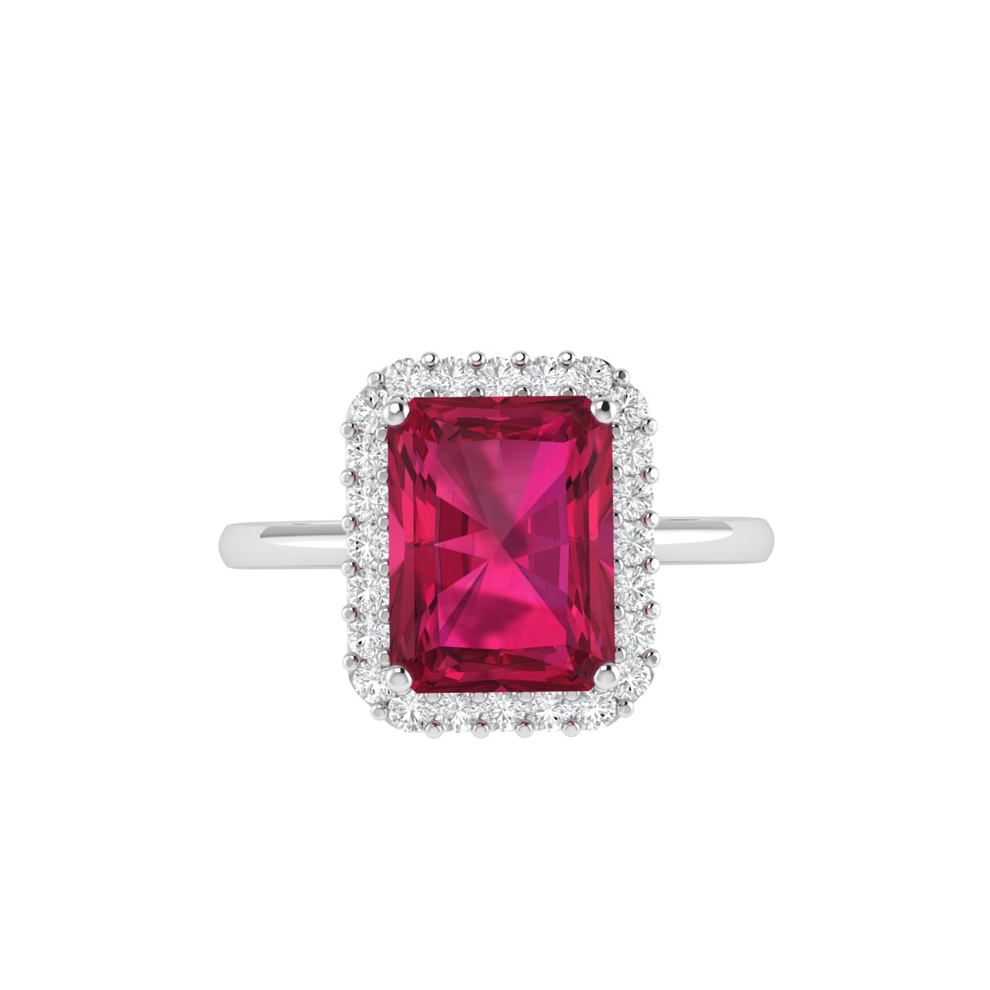 Diana Emerald  Cut Ruby and Glistering Diamond Ring in 18K Gold (0.85ct)
