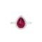 Diana Pear Ruby and Glistering Diamond Ring in 18K White Gold (1.05ct)