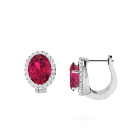 Diana Oval Ruby and Glistering Diamond Earrings in 18K Gold (1.7ct)