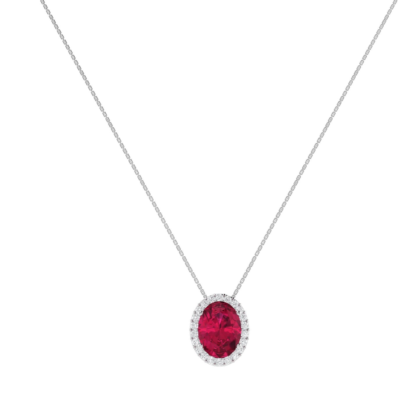 Diana Oval Ruby and Glistering Diamond Necklace in 18K Gold (0.85ct)