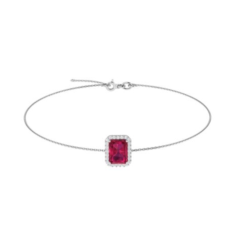 Diana Emerald  Cut Ruby and Glistering Diamond Bracelet in 18K Gold (0.85ct)