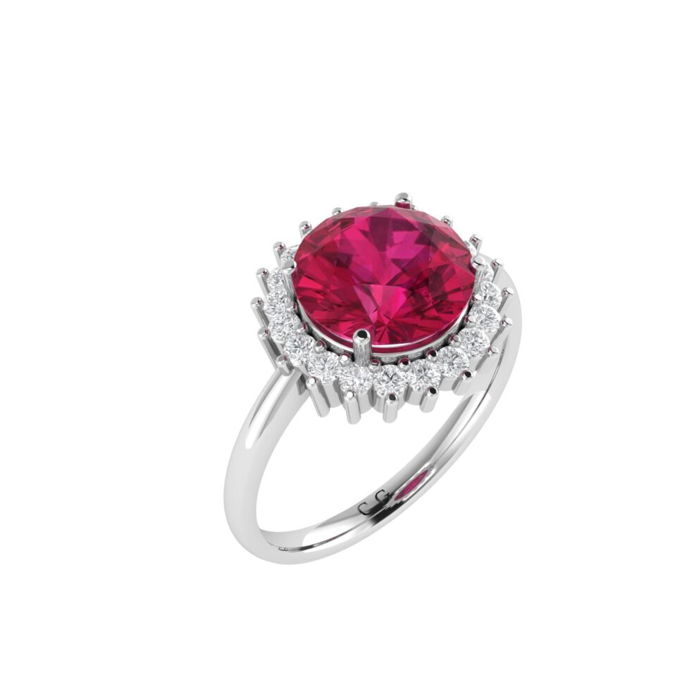 Diana Round Ruby and Glistering Diamond Ring in 18K Gold (1.7ct)
