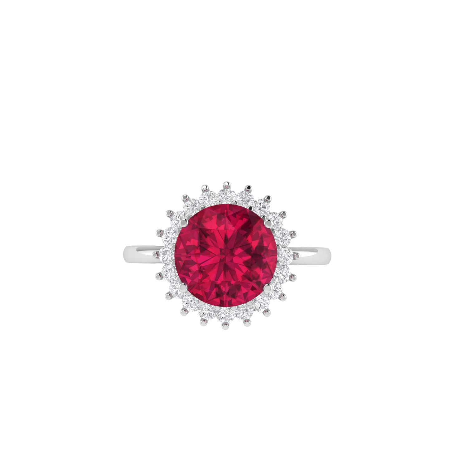 Diana Round Ruby and Glistering Diamond Ring in 18K Gold (1.7ct)