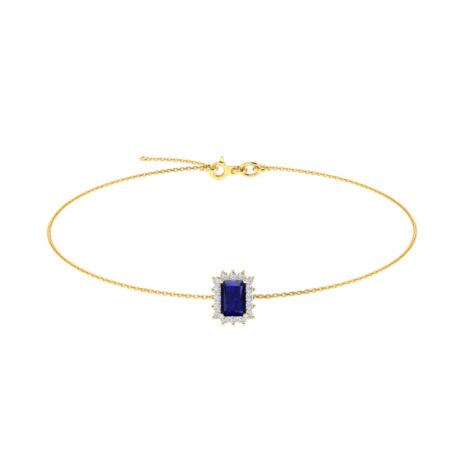 Diana Emerald-Cut Blue Sapphire and Radiant Diamond Bracelet in 18K Yellow Gold (0.7ct)