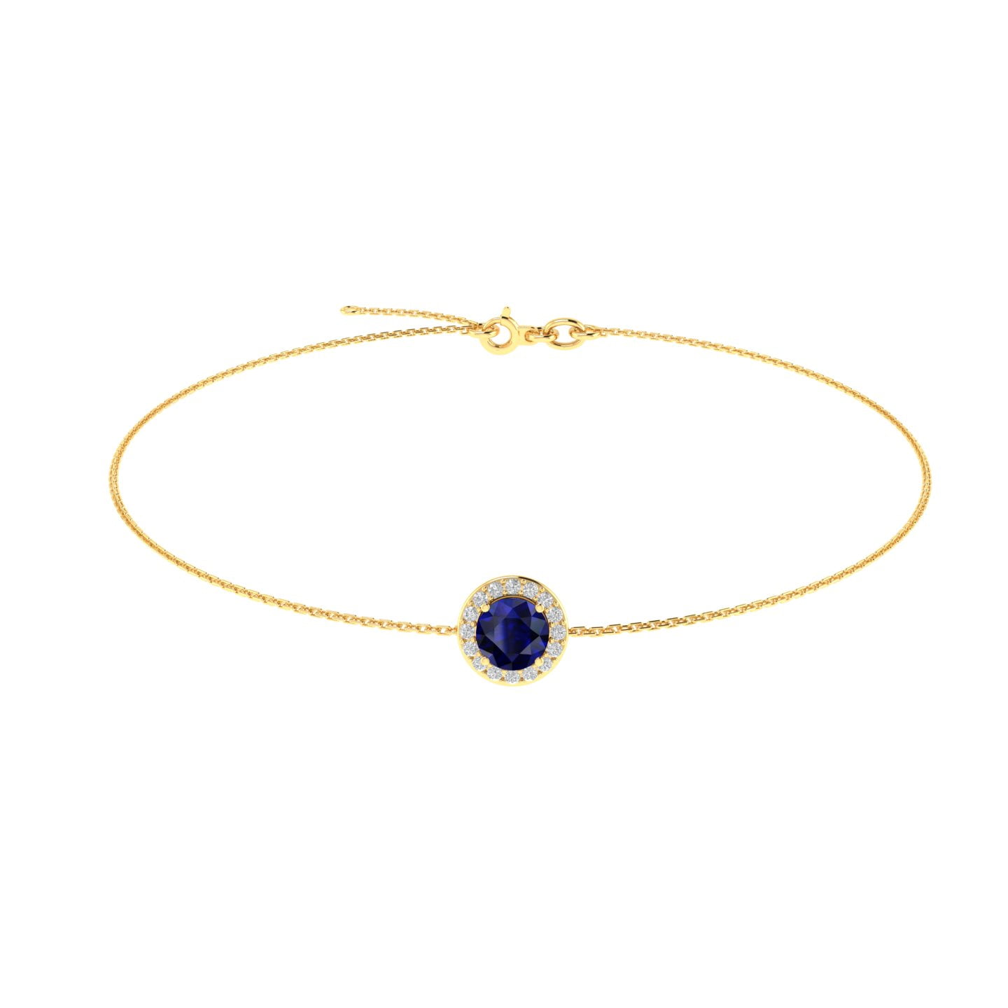 Diana Round Blue Sapphire and Radiant Diamond Bracelet in 18K Gold (0.6ct)