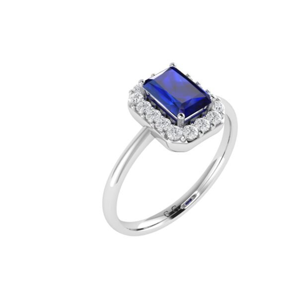 Diana Pear Blue Sapphire and Radiant Diamond Ring in 18K White Gold (2.5ct)