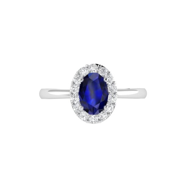 Diana Oval Blue Sapphire and Radiant Diamond Ring in 18K White Gold (2.5ct)