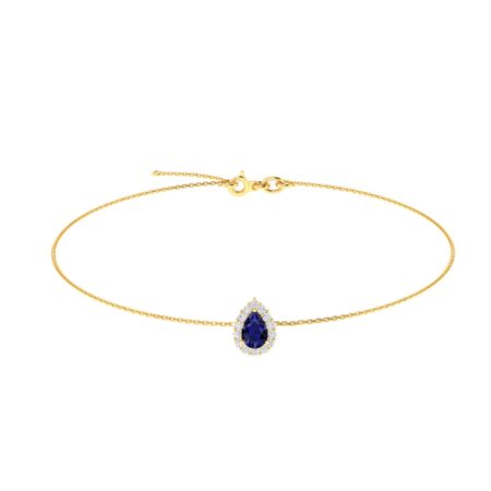 Diana Pear Blue Sapphire and Radiant Diamond Bracelet in 18K Yellow Gold (0.6ct)