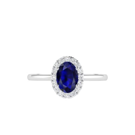 Diana Oval Blue Sapphire and Radiant Diamond Ring in 18K Gold (0.3ct)