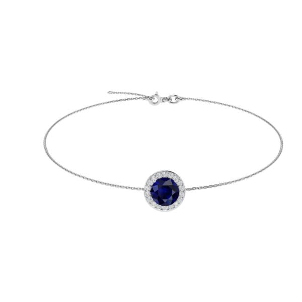 Diana Round Blue Sapphire and Ablazing Diamond Bracelet in 18K White Gold (2.3ct)