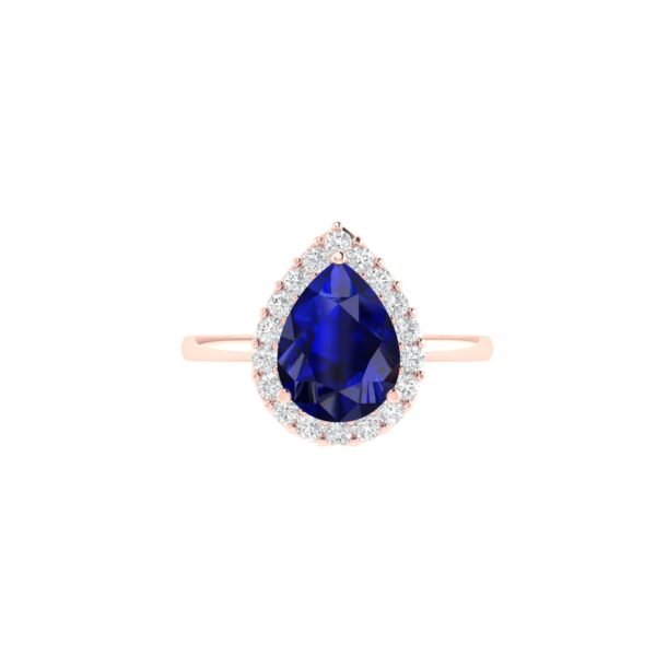 Diana Pear Blue Sapphire and Ablazing Diamond Ring in 18K Rose Gold (1.05ct)