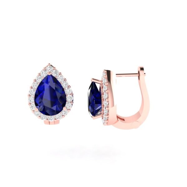 Diana Pear Blue Sapphire and Ablazing Diamond Earrings in 18K Rose Gold (2.1ct)