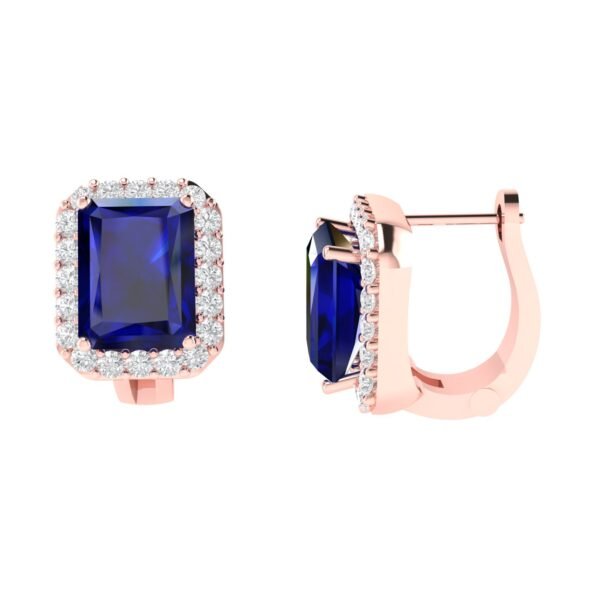 Diana Pear Blue Sapphire and Ablazing Diamond Earrings in 18K Rose Gold (3.7ct)