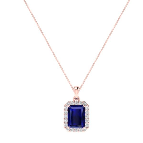 Diana Pear Blue Sapphire and Ablazing Diamond Pendant in 18K Rose Gold (1.85ct)