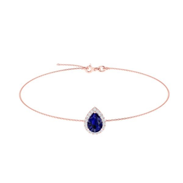 Diana Pear Blue Sapphire and Ablazing Diamond Bracelet in 18K Rose Gold (1.05ct)