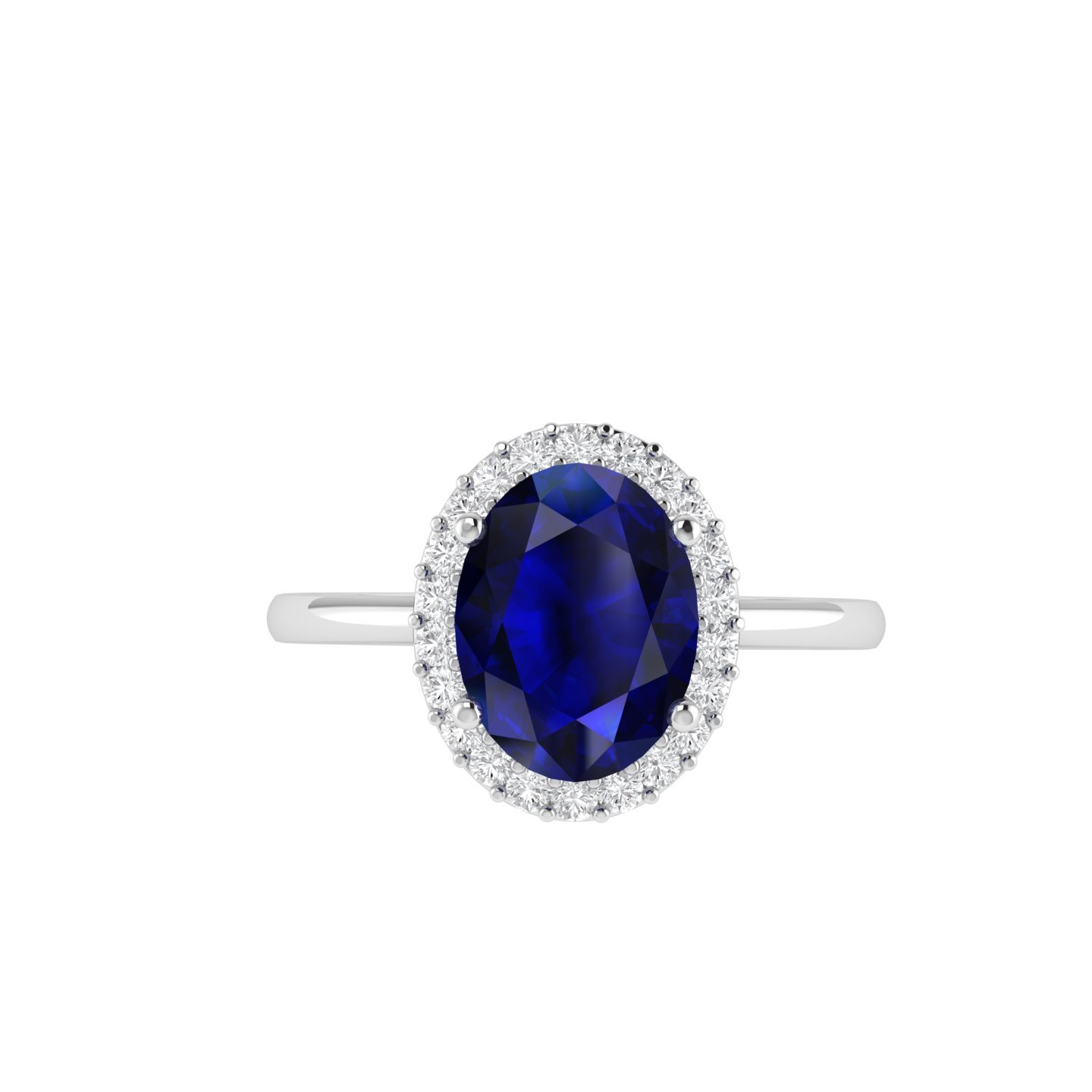 Diana Oval Blue Sapphire and Radiant Diamond Ring in 18K Gold (0.85ct)