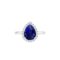 Diana Pear Blue Sapphire and Radiant Diamond Ring in 18K White Gold (1.05ct)