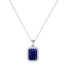 Diana Emerald  Cut Blue Sapphire and Radiant Diamond Pendant in 18K Gold (0.85ct)