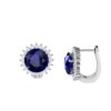 Diana Round Blue Sapphire and Radiant Diamond Earrings in 18K Gold (3.4ct)