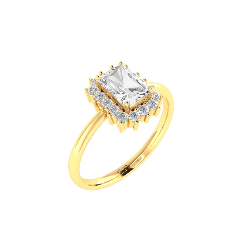Diana Emerald-Cut White Topaz and Ablazing Diamond Ring in 18K Yellow Gold (0.65ct)