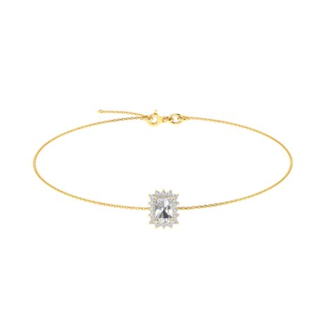 Diana Emerald-Cut White Topaz and Ablazing Diamond Bracelet in 18K Yellow Gold (0.65ct)