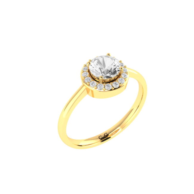 Diana Round White Topaz and Ablazing Diamond Ring in 18K Gold (0.56ct)