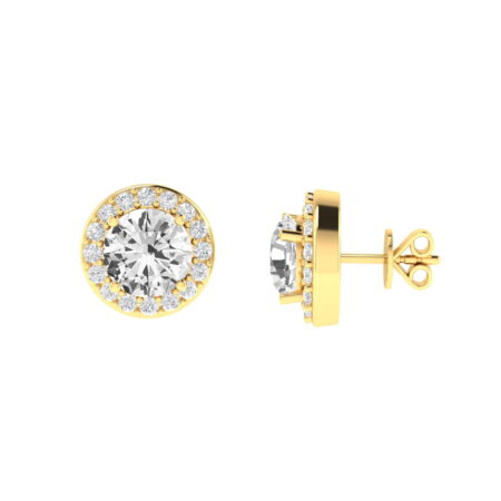 Diana Round White Topaz and Ablazing Diamond Earrings in 18K Gold (1.12ct)