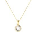 Diana Round White Topaz and Ablazing Diamond Pendant in 18K Gold (0.56ct)