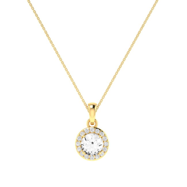 Diana Round White Topaz and Ablazing Diamond Pendant in 18K Gold (0.56ct)