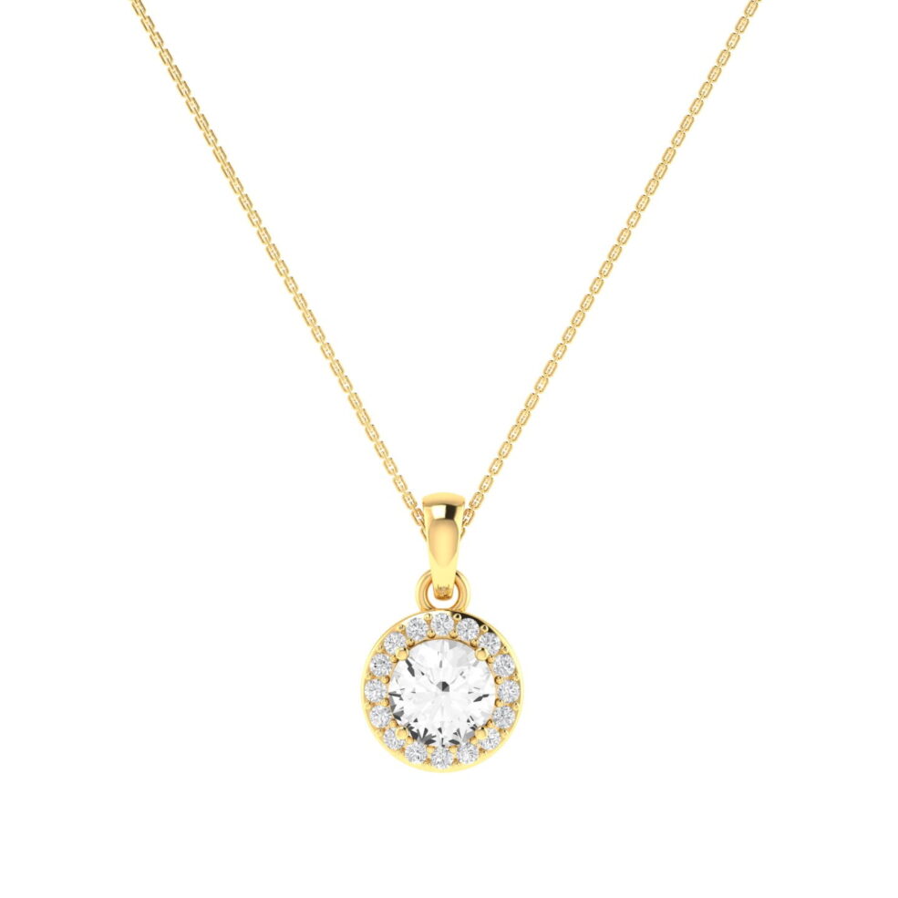Diana Round White Topaz and Ablazing Diamond Pendant in 18K Gold (0.56ct)