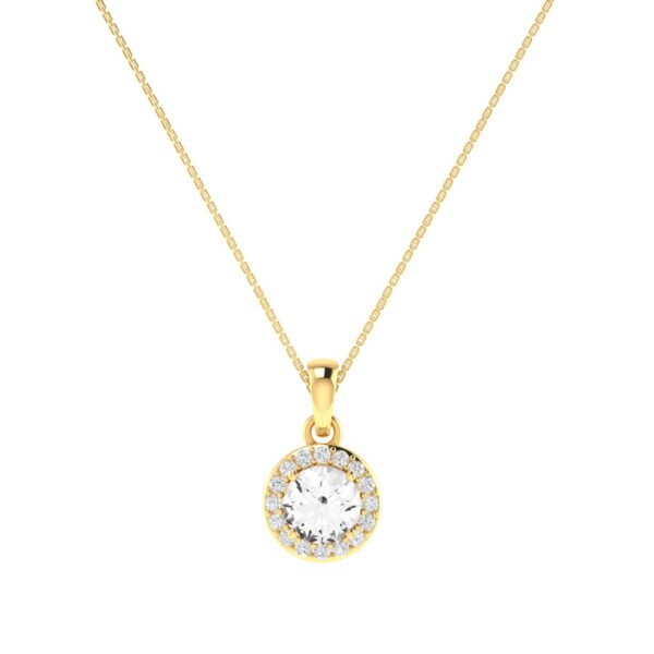 Diana Round White Topaz and Ablazing Diamond Pendant in 18K Yellow Gold (0.56ct)