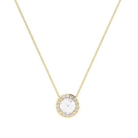 Diana Round White Topaz and Ablazing Diamond Necklace in 18K Gold (0.56ct)