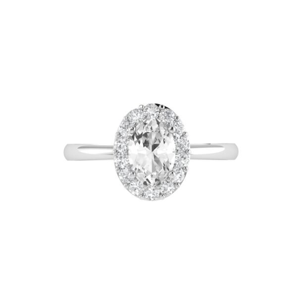 Diana Oval White Topaz and Ablazing Diamond Ring in 18K White Gold (1.4ct)