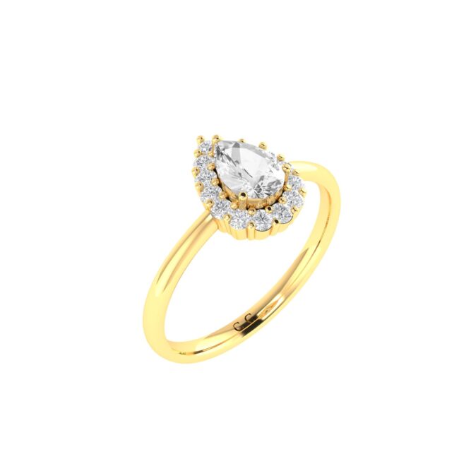 Diana Pear White Topaz and Ablazing Diamond Ring in 18K Yellow Gold (0.57ct)