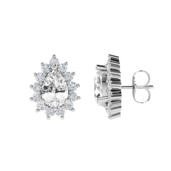 Diana Pear White Topaz and Ablazing Diamond Earrings in 18K White Gold (1.14ct)