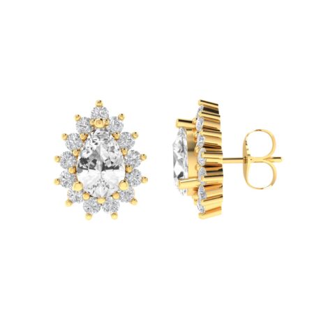 Diana Pear White Topaz and Ablazing Diamond Earrings in 18K Yellow Gold (1.14ct)