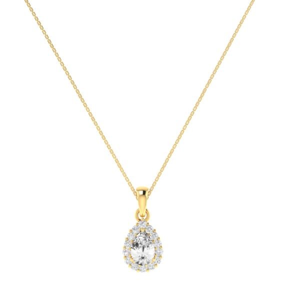 Diana Pear White Topaz and Ablazing Diamond Pendant in 18K Yellow Gold (0.57ct)