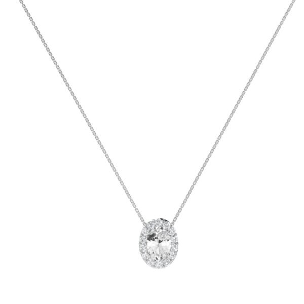 Diana Oval White Topaz and Ablazing Diamond Necklace in 18K White Gold (1.4ct)