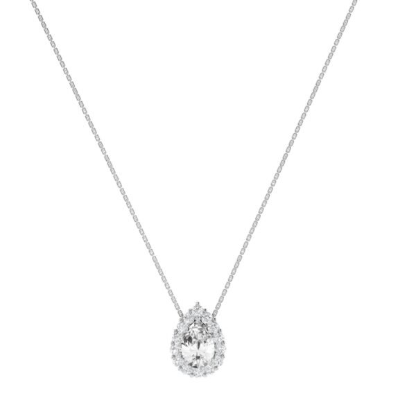 Diana Pear White Topaz and Ablazing Diamond Necklace in 18K White Gold (0.57ct)