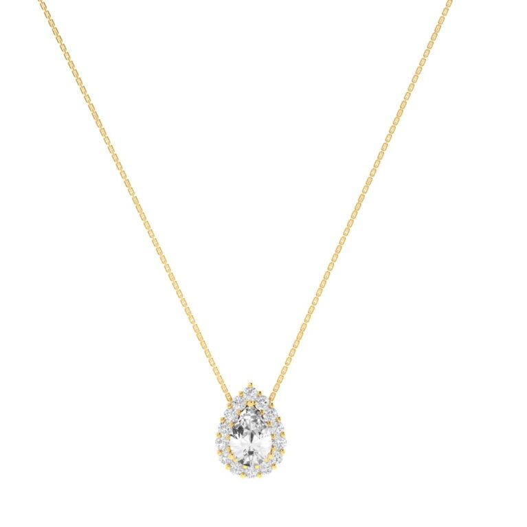 Diana Pear White Topaz and Ablazing Diamond Necklace in 18K Yellow Gold (0.57ct)