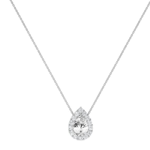 Diana Pear White Topaz and Ablazing Diamond Necklace in 18K White Gold (0.5ct)