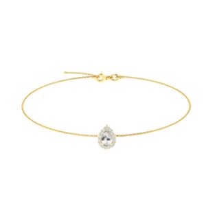 Diana Pear White Topaz and Ablazing Diamond Bracelet in 18K Yellow Gold (0.57ct)
