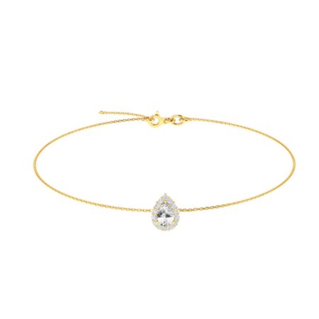 Diana Pear White Topaz and Ablazing Diamond Bracelet in 18K Yellow Gold (0.57ct)