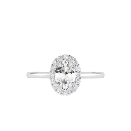 Diana Oval White Topaz and Ablazing Diamond Ring in 18K Gold (0.25ct)